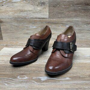 Liz & Co. Two Tone Brown Leather Booties Women's Size 6.5